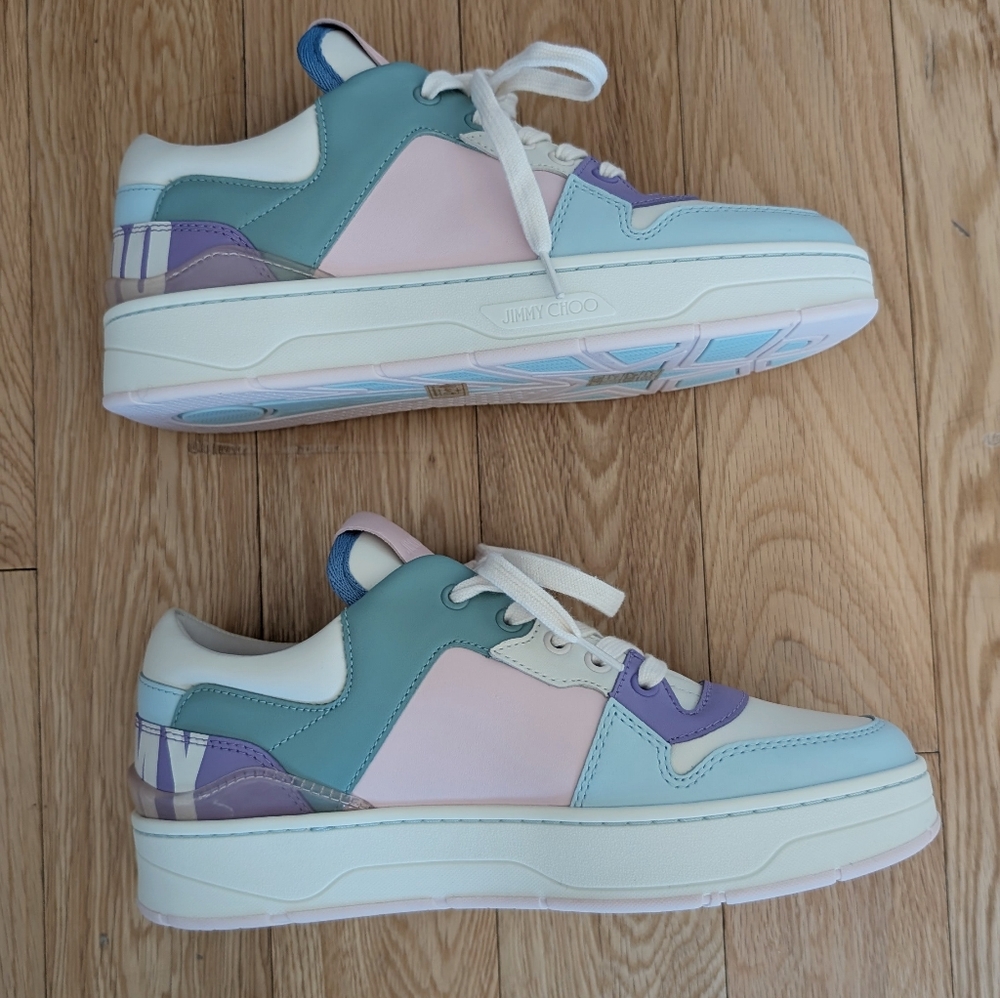 NEW Jimmy Choo Florent Sneakers – Cream & Pink Size 38 - Picture 9 of 11